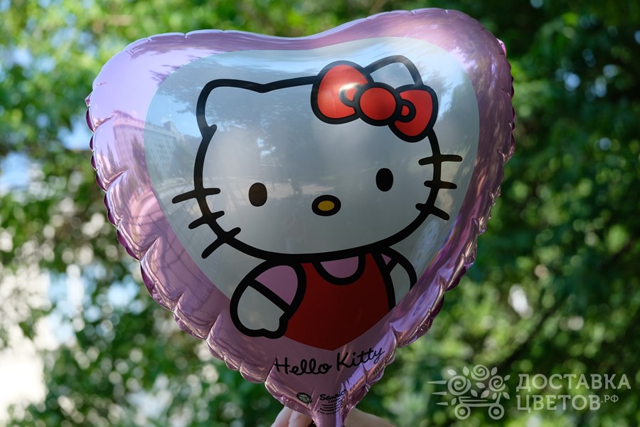 Шары фольга Сердце Hello Kitty